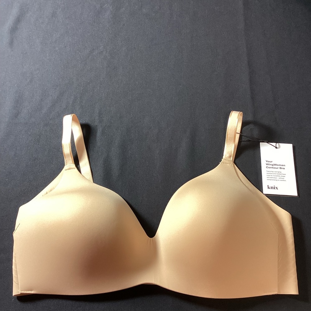 Knix WingWoman Contour Bra SZ 5 Wireless Foam Cup Side Coverage Warm Sand NEW